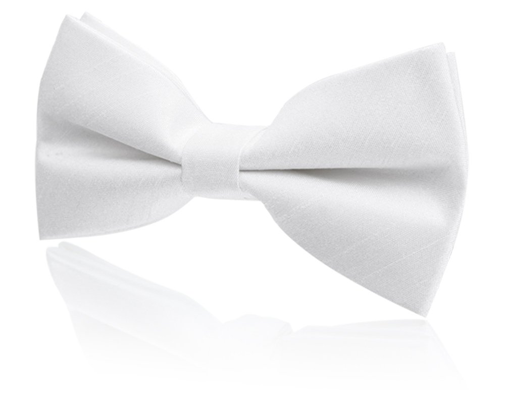 Boys Pre-Tied White Dupion Bow Tie at Dobell