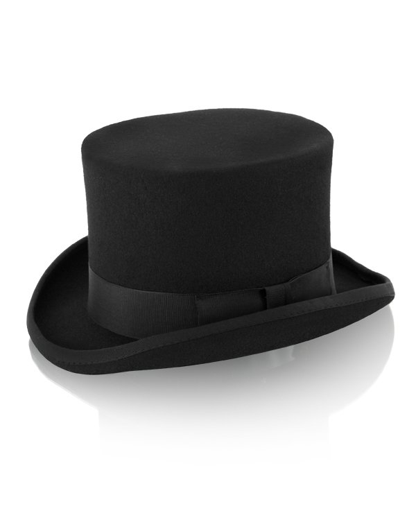 Soft Black Wool Felt Top Hat by Christys' London