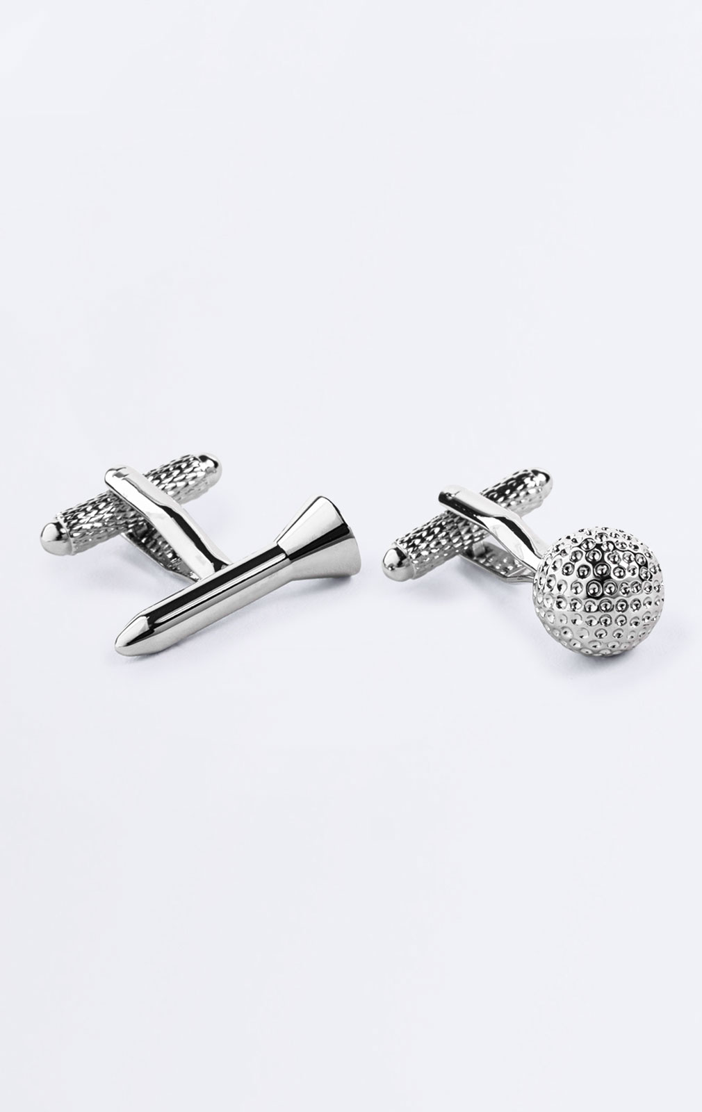 Silver Coloured Golf Ball and Tee Cufflinks from Dobell
