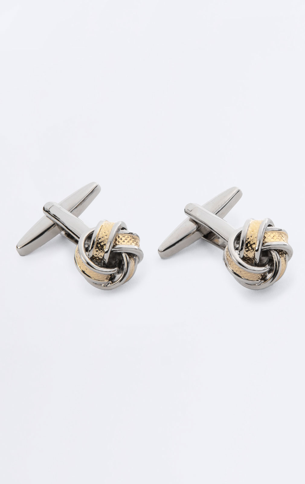 Silver and Gold Coloured Knot Cufflinks from Dobell