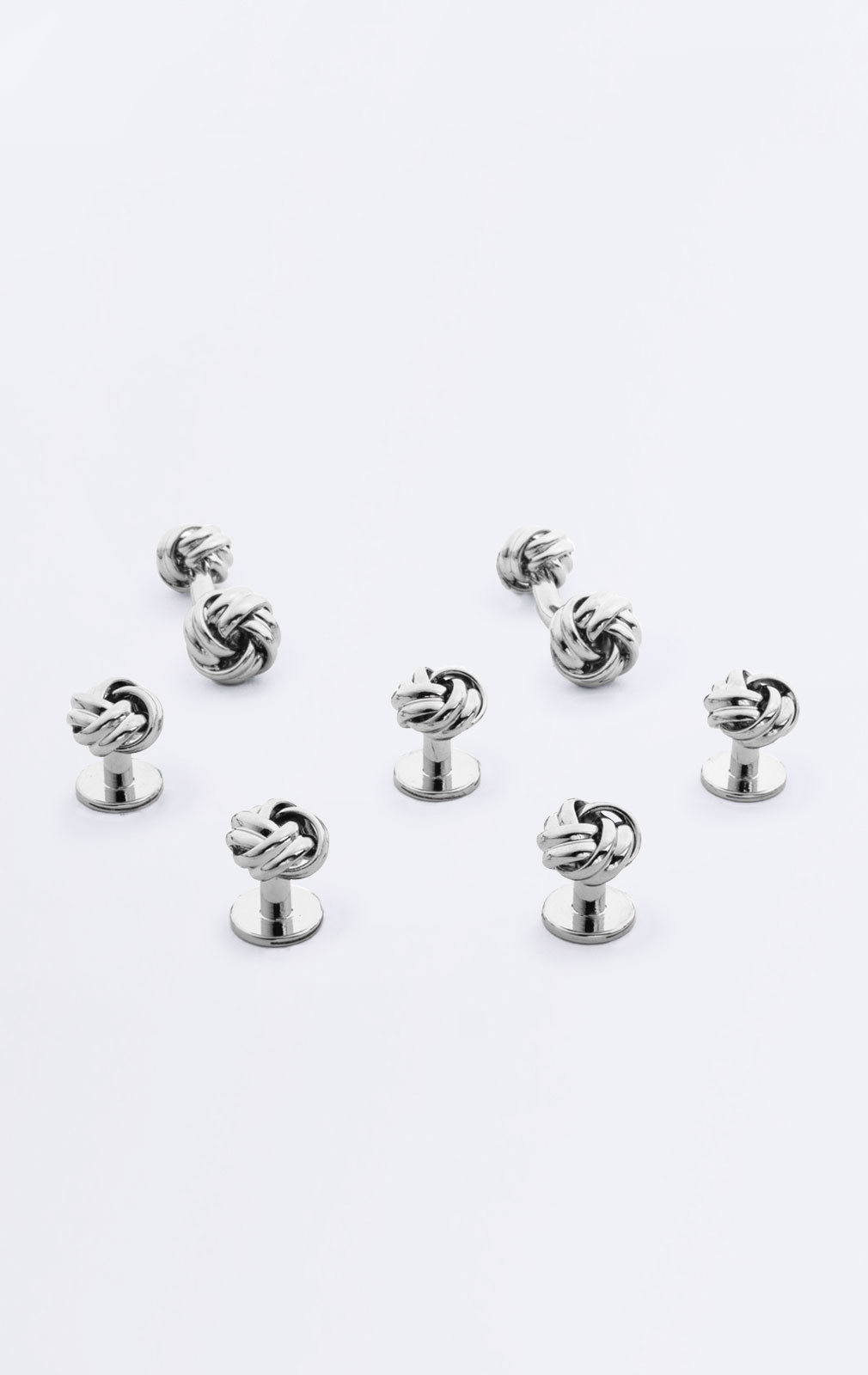 Silver Coloured Knot Stud and Cufflink Set from Dobell