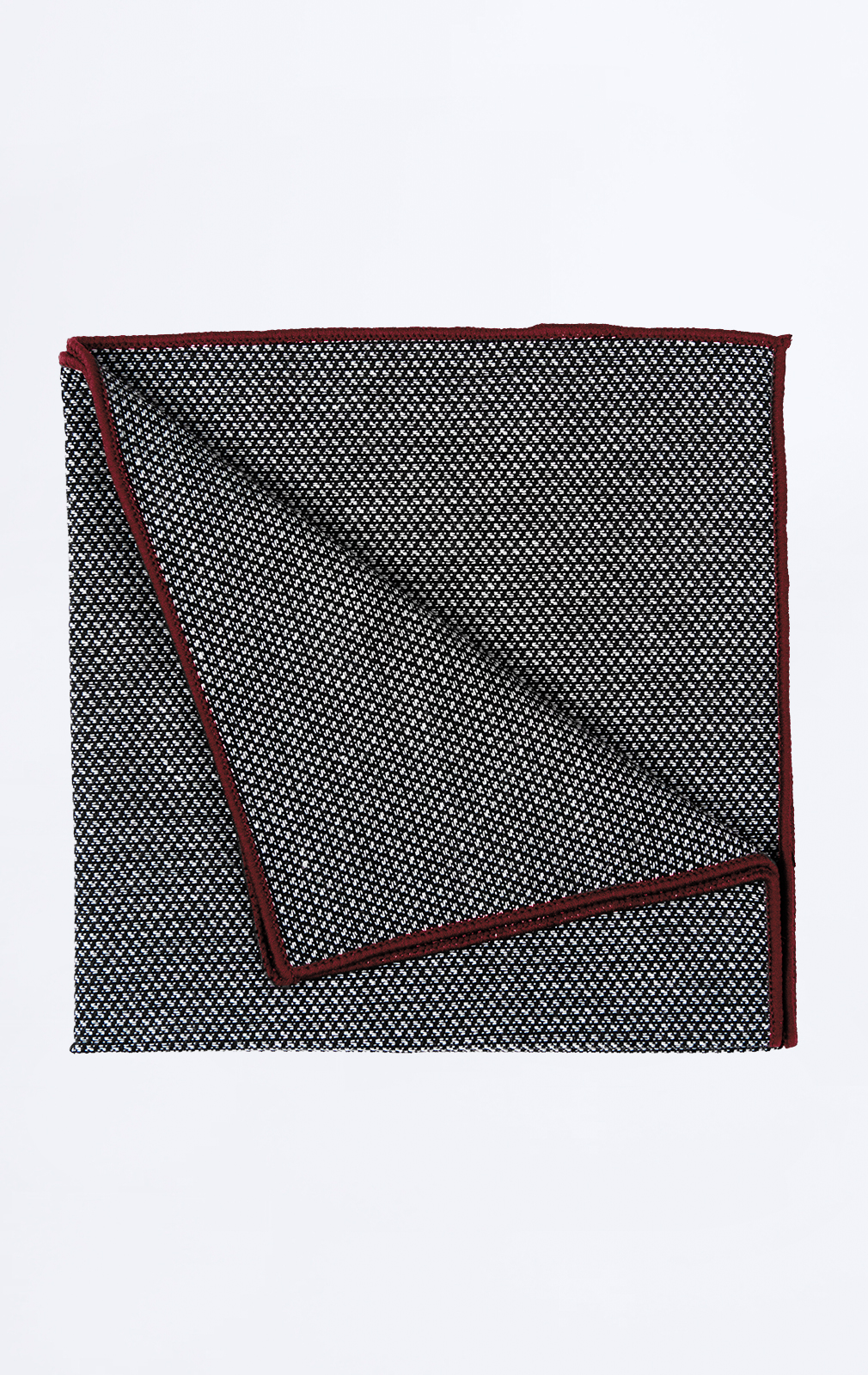 Grey Weave Handkerchief with Burgundy Tipping from Dobell