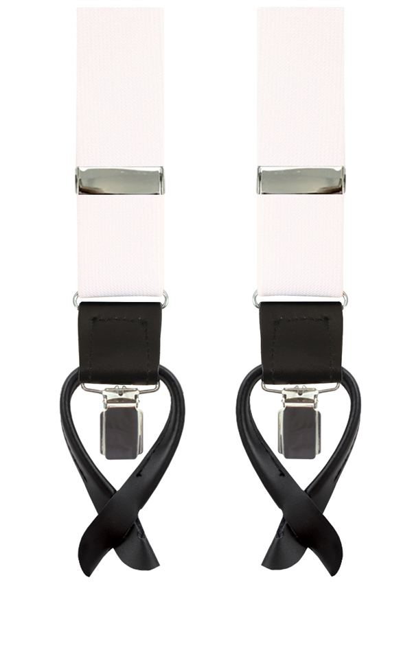 Dobell Luxury 2-in-1 White Braces - 35mm
