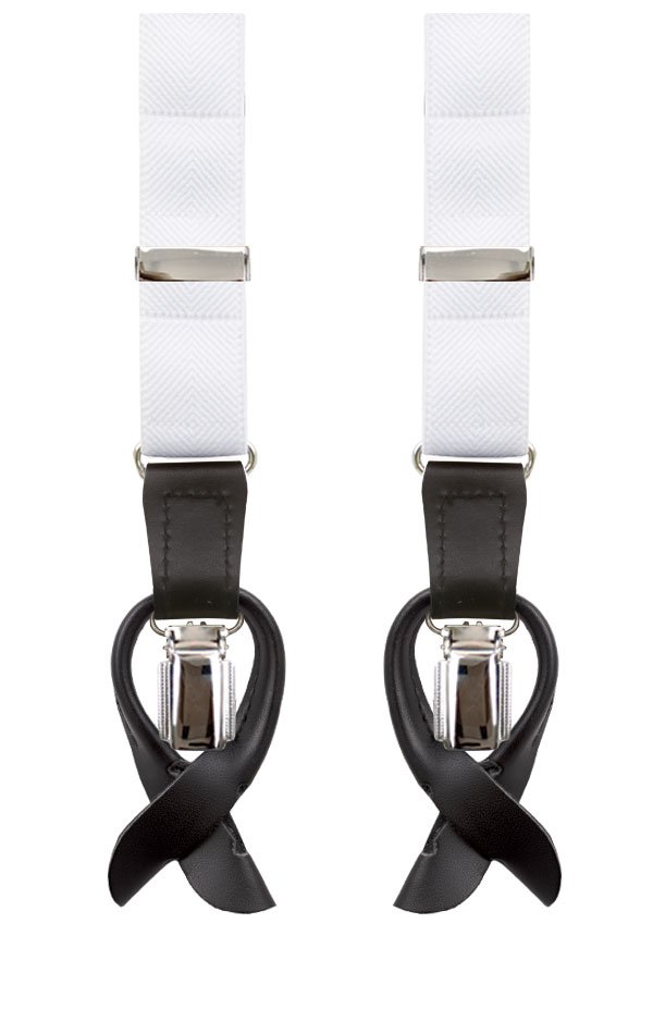 Dobell Luxury Slim 2-in-1 White Braces - 25mm at Dobell