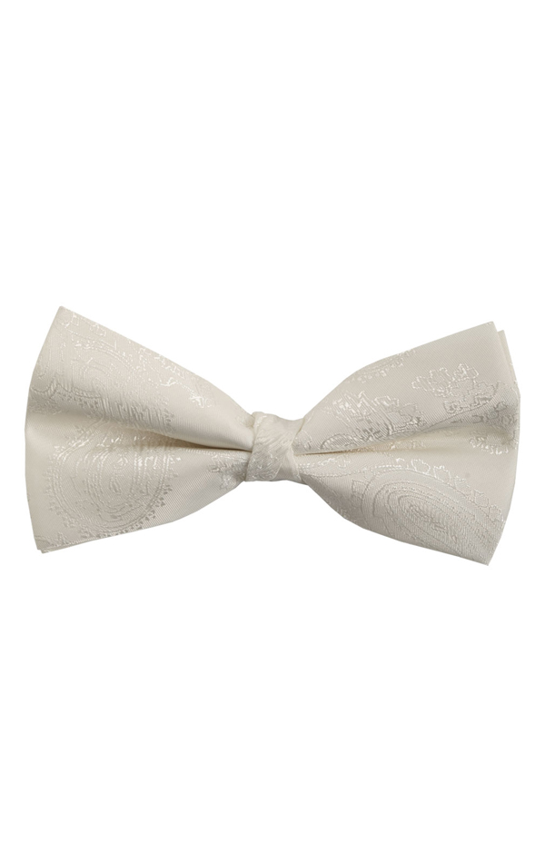 Dobell Boys Pearl White Paisley Bow Tie at Dobell