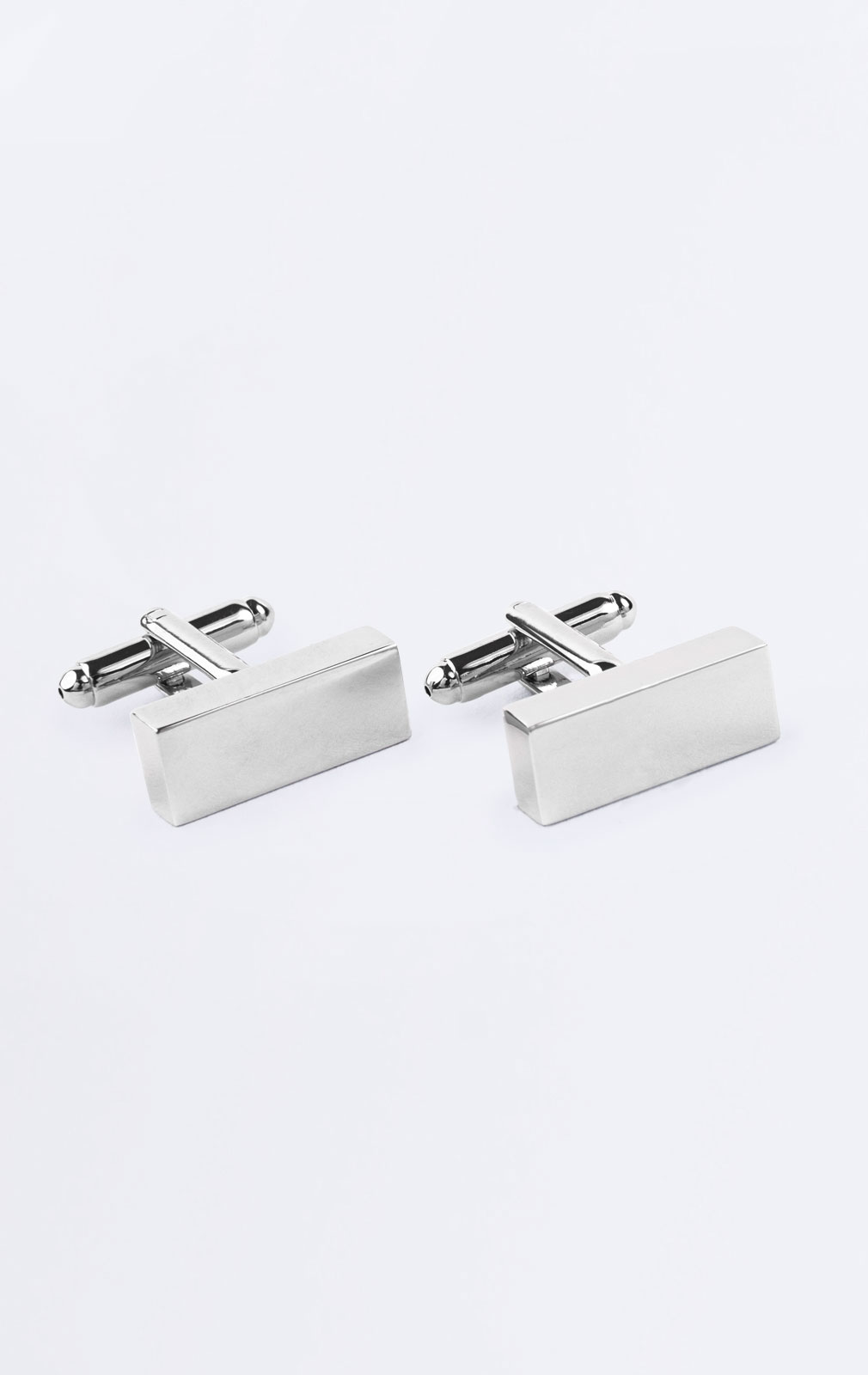 Silver Coloured Rectangular Block Cufflinks from Dobell