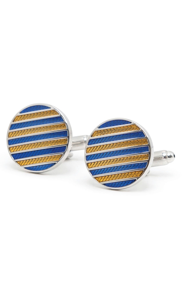 Blue and Gold Striped Cufflinks from Dobell