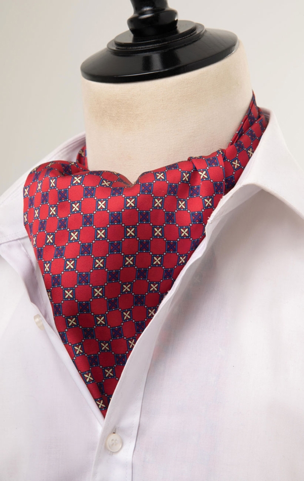 Daywear Cravat with Small Red Pattern at Dobell