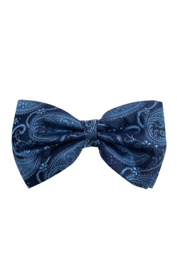 Blue Paisley Silk Bow Tie (Pre-Tied & Self-Tie) | Dobell