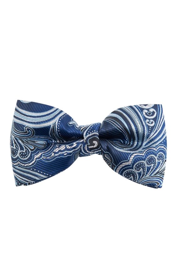 Dobell Navy Blue Paisley Jacquard Bow Tie | Dobell