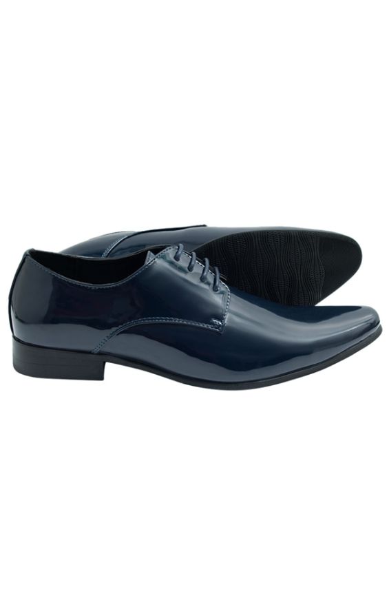 Dobell Navy Patent Contemporary Dress Shoes