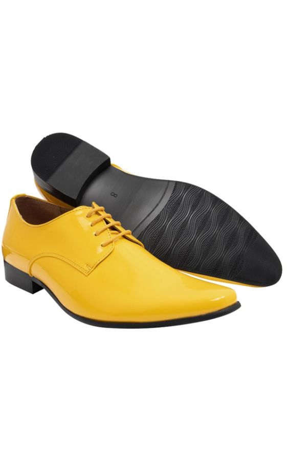 Dobell Yellow Patent Contemporary Dress Shoes
