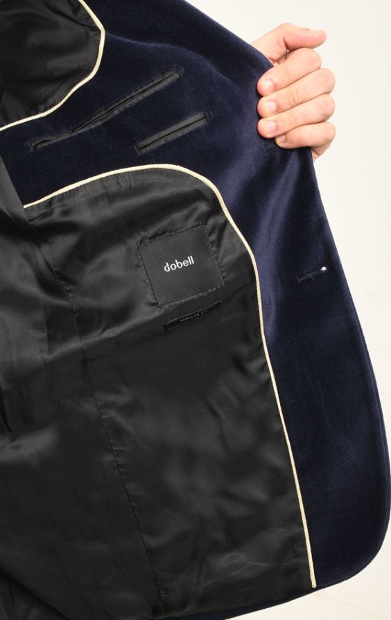 Dobell Navy Velvet Jacket with Notch Lapel | Dobell