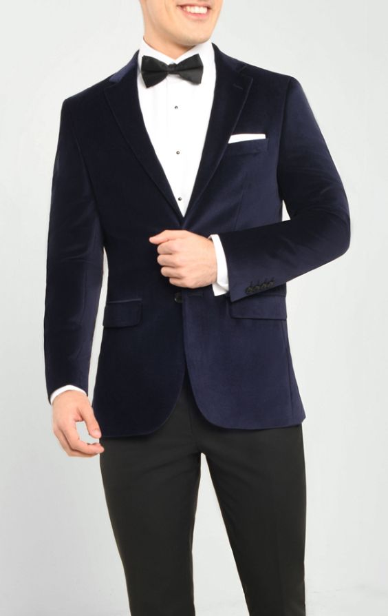 Dobell Navy Velvet Jacket with Notch Lapel | Dobell