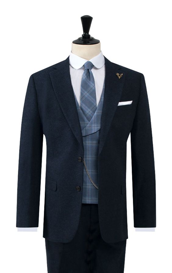 Navy suit tweed online waistcoat