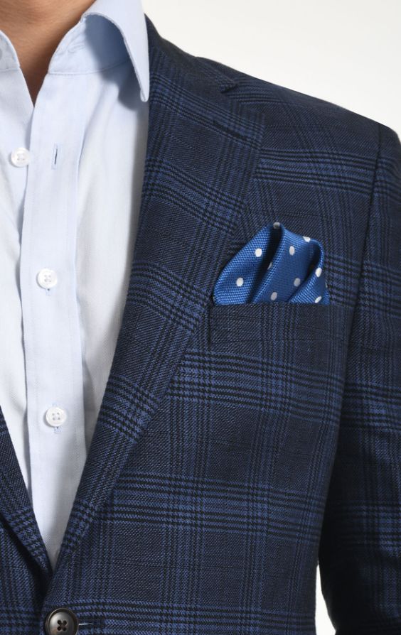 Dobell Blue Check Linen Jacket Dobell