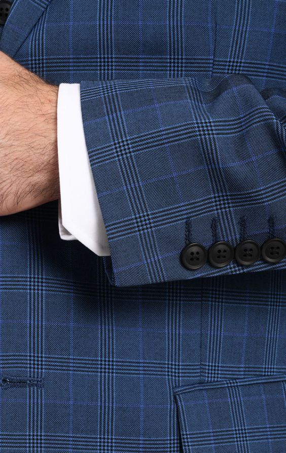 Dark blue check coat pant sales
