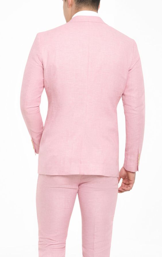 Dobell Light Pink Linen Slim Fit Jacket