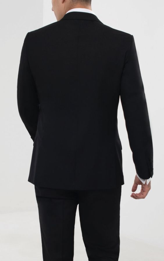 1 Button, SlimFit, Black Dinner Jacket, Peak Lapel by Dobell Dobell