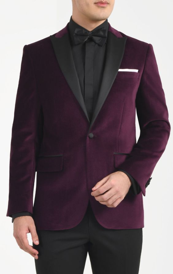 Dobell Purple Velvet Jacket with Contrast Peak Lapel | Dobell