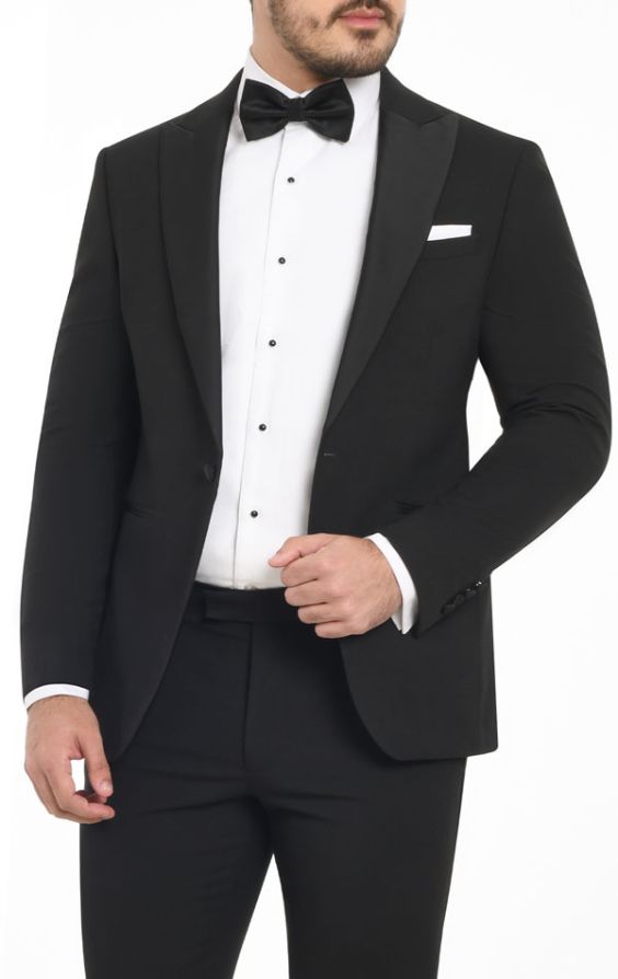 Dobell Black Slim-Fit Dinner Jacket with Peak Lapel | Dobell