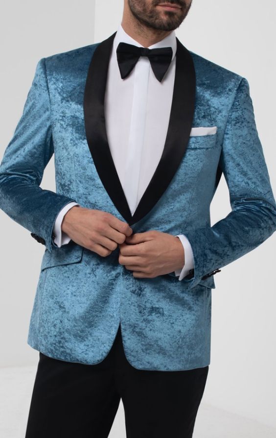 Dobell Marine Blue Crushed Velvet Tuxedo Jacket | Dobell