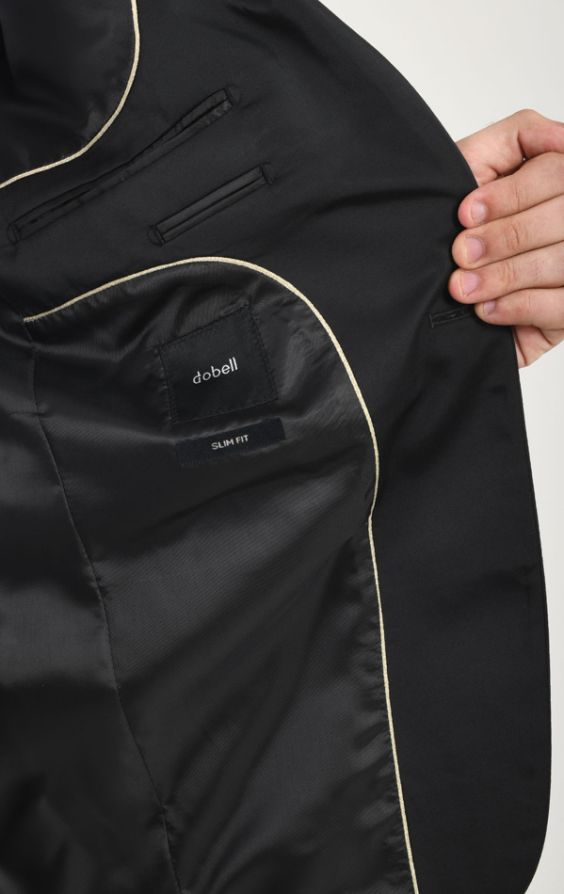Dobell Black Slim Fit Dinner Jacket with Shawl Lapel