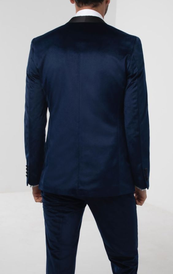 Dobell Navy Blue Slim Fit Velvet Jacket | Dobell