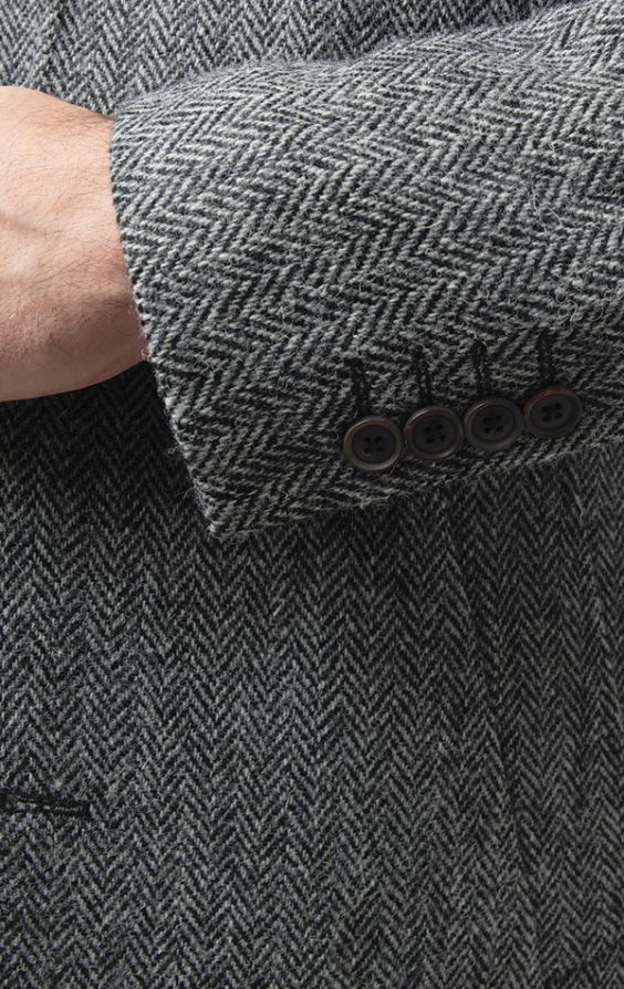 Harris Tweed Grey Herringbone Tweed Overcoat Dobell