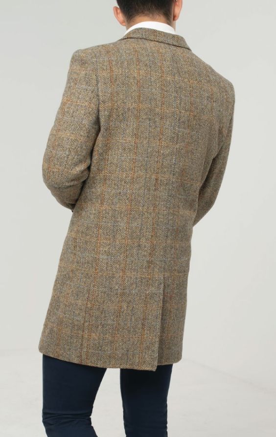 Harris tweed discount overcoat mens