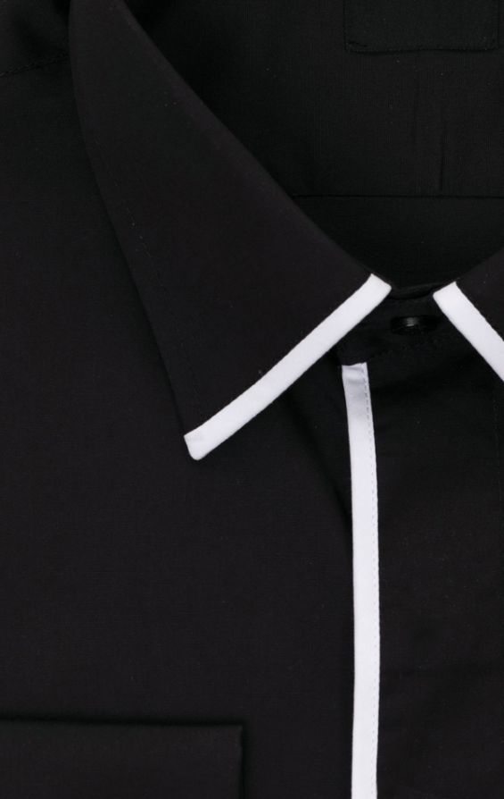Mens black shirt clearance with white piping