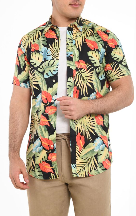 Mens printed deals short sleeve shirt