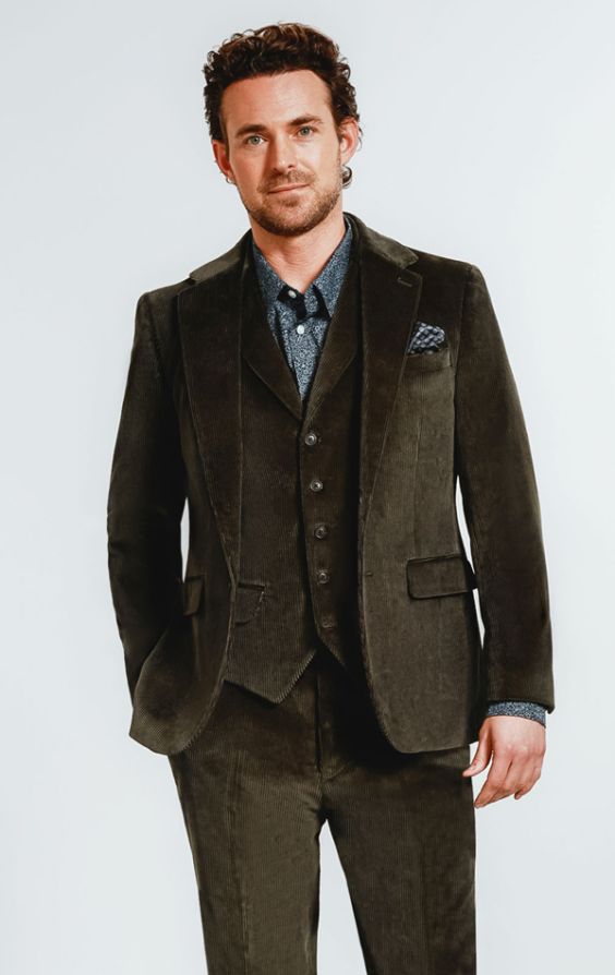 Dobell Green Corduroy 3 Piece Suit Dobell