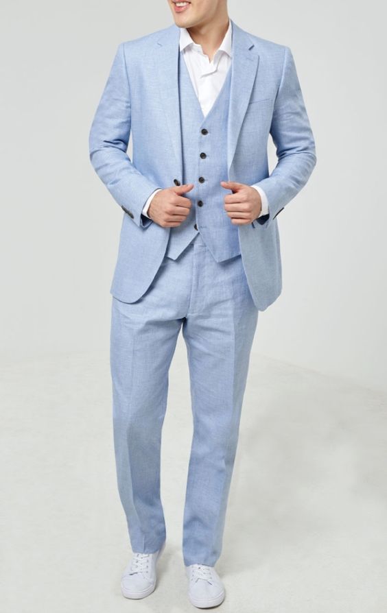 Sky blue linen blazer sale