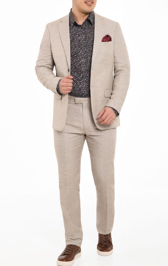 Dobell Sand Linen Suit | Dobell