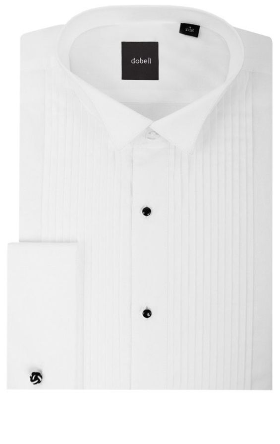 100% Cotton, Wing Collar, Stud Button Pleated Front Dress Shirt by ...