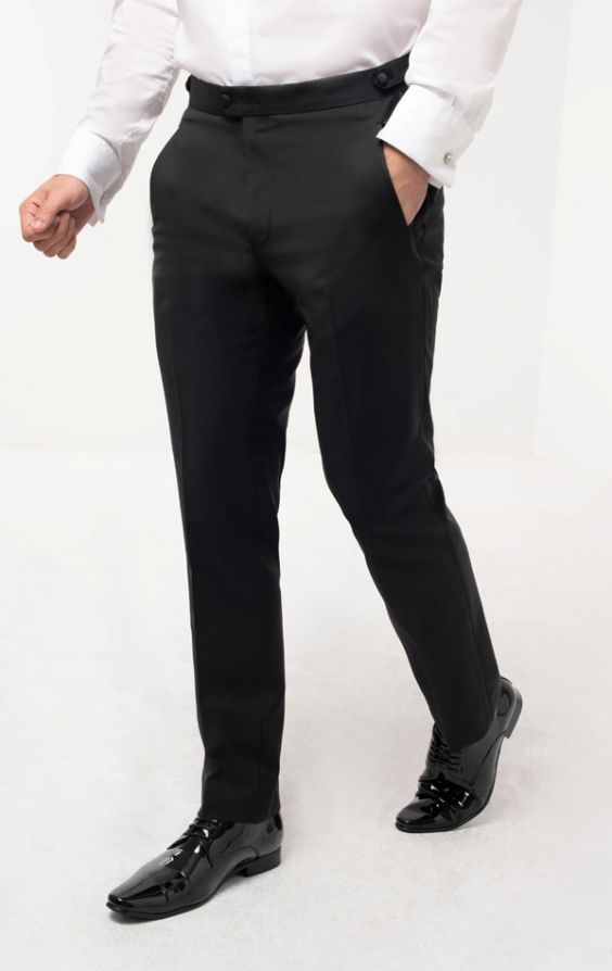 Slim-Fit, Black Tuxedo Trousers by Dobell | Dobell