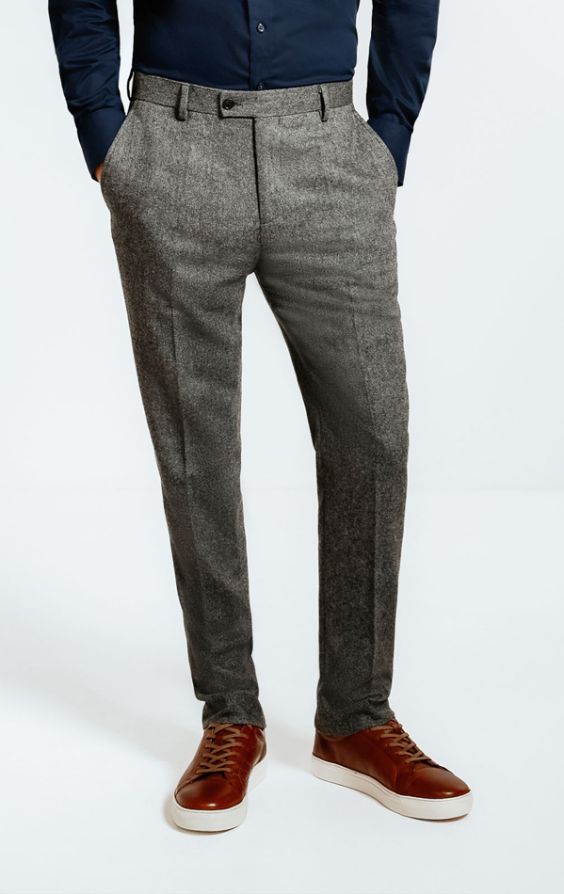 Dobell Grey Twill Tweed Trousers