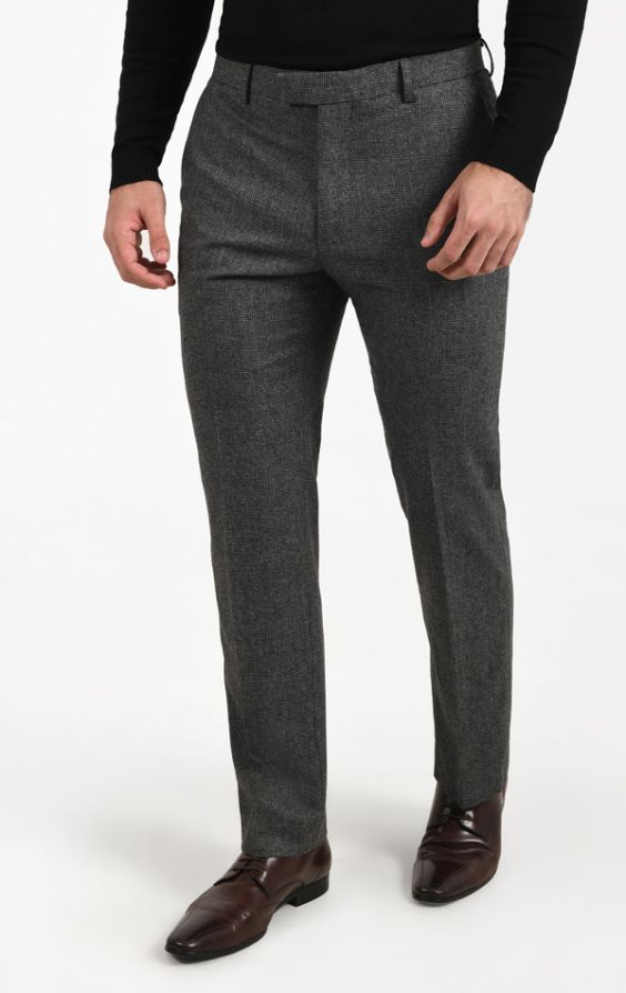 Dobell Grey Puppytooth Suit Trousers | Dobell