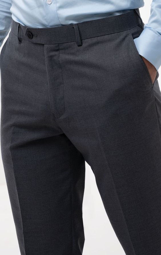 Dobell Grey Sharkskin Suit Trousers | Dobell