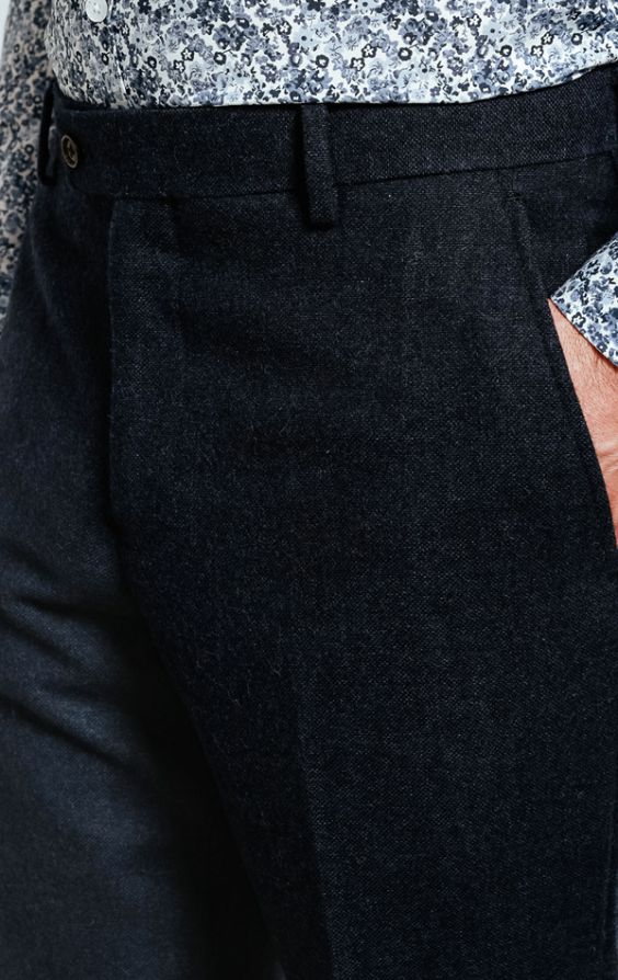 Navy tweed trousers sale