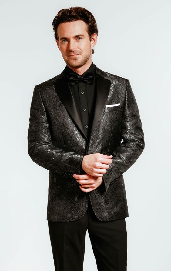 Dobell Black Paisley Jacquard Tuxedo Dobell