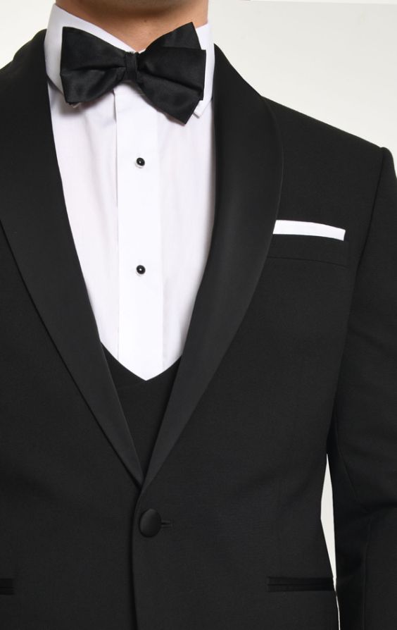 20385 Black Patterned 3 Piece Tuxedo