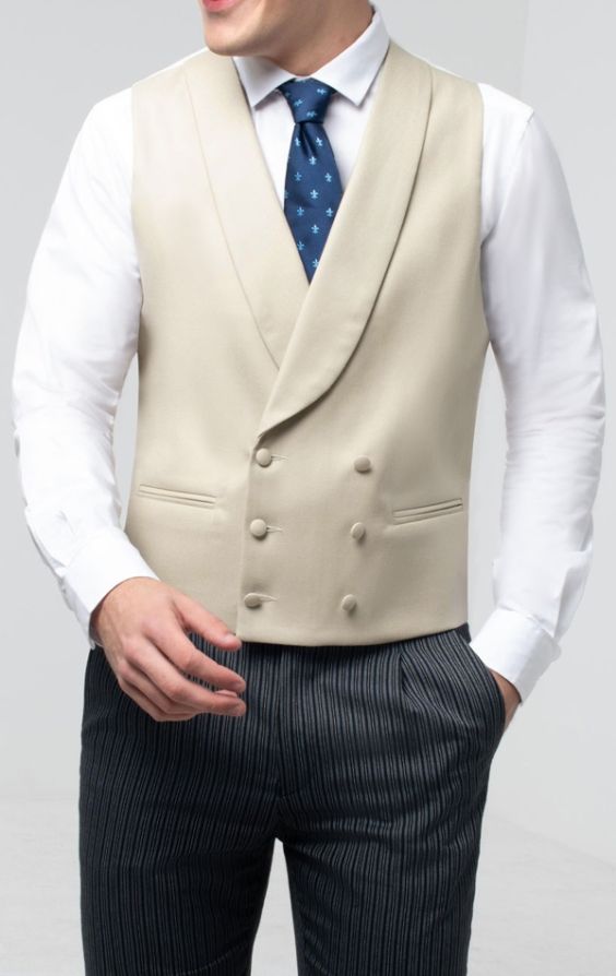 Dobell Gold/Buff Double Breasted Shawl Lapel Morning Suit Waistcoat ...