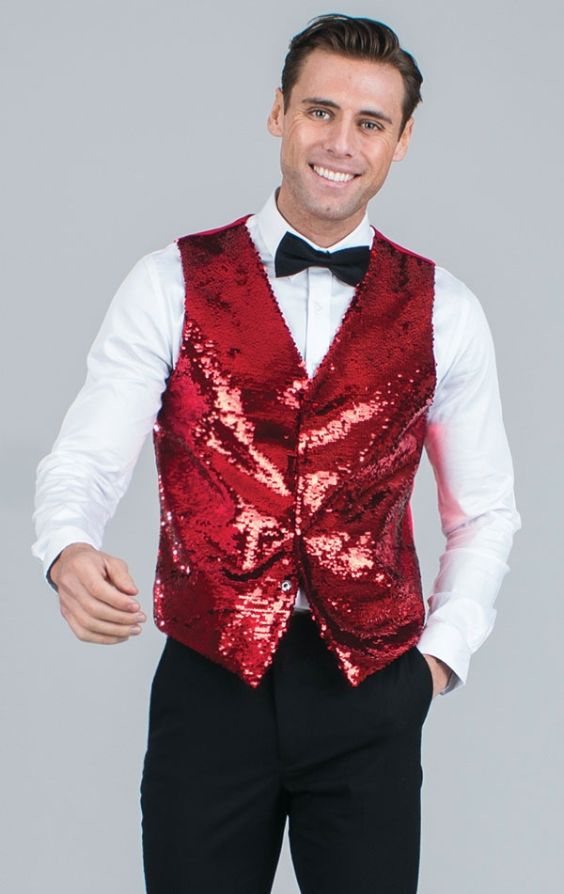 Dobell Red Sequin Waistcoat Dobell