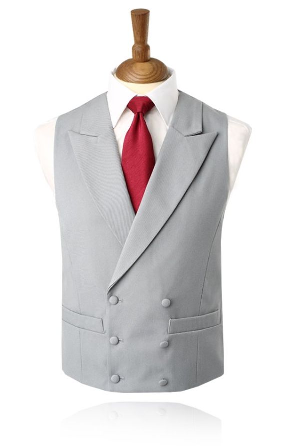 Dove Grey Double Breasted Peak Lapel Morning Suit Waistcoat Dobell