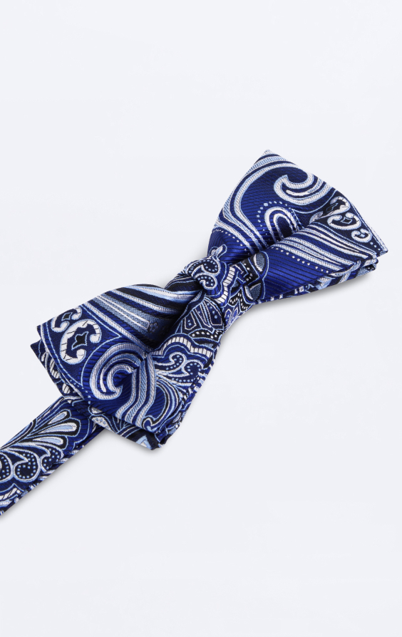 Navy Blue Paisley Jacquard Bow Tie - photo 1