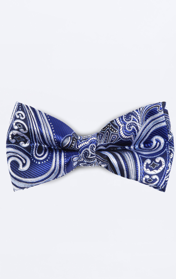 Navy Blue Paisley Jacquard Bow Tie