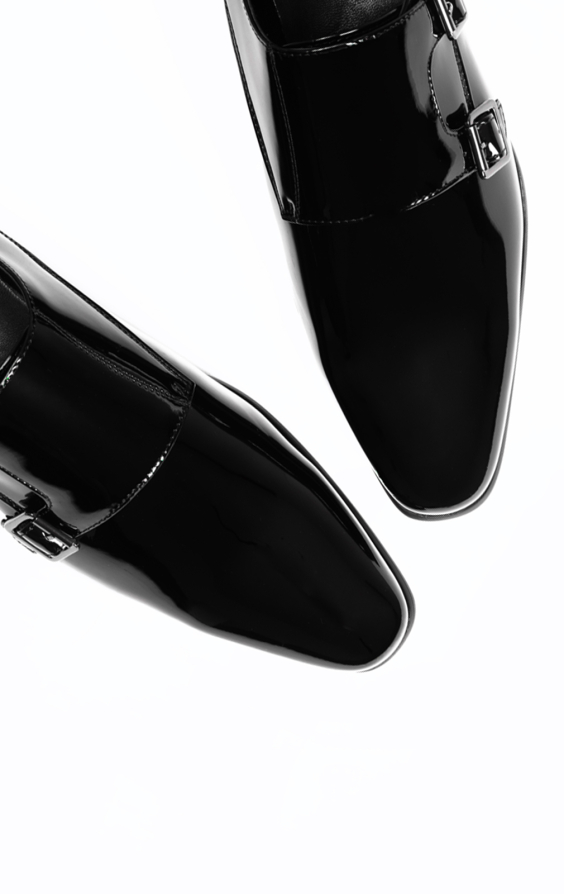 Black Patent Double Monk Dress Shoes - photo 1