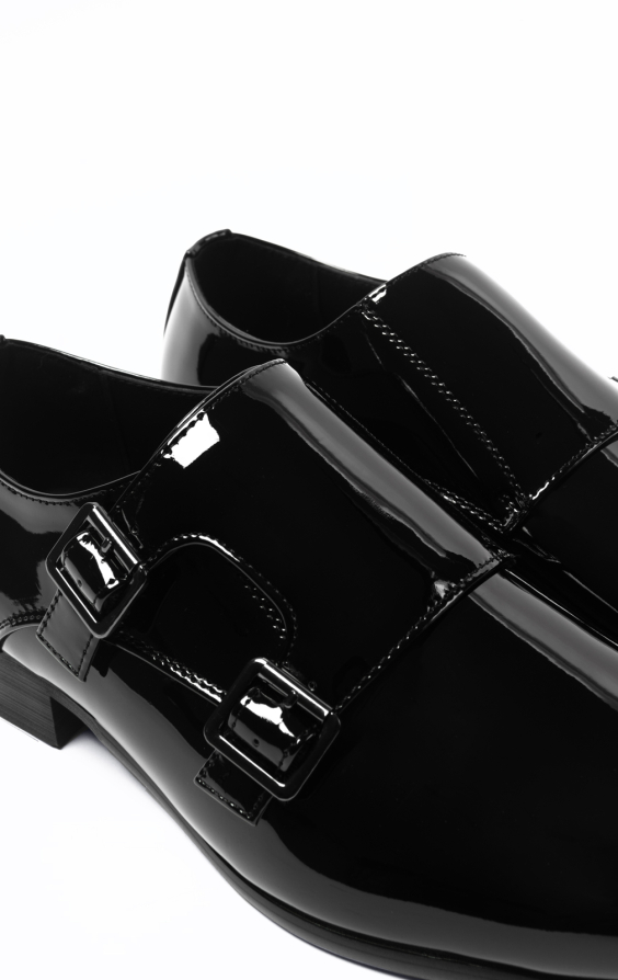 Black Patent Double Monk Dress Shoes - photo 3